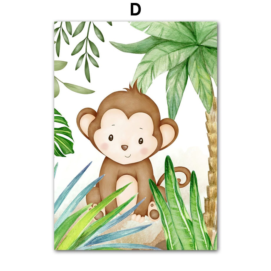 Poster Kinderzimmer Jungle Tiere Bäume I Kinderzimmer Bilder I Wand Deko I Kunst Druck I Deko Print I ohne Rahmen-6