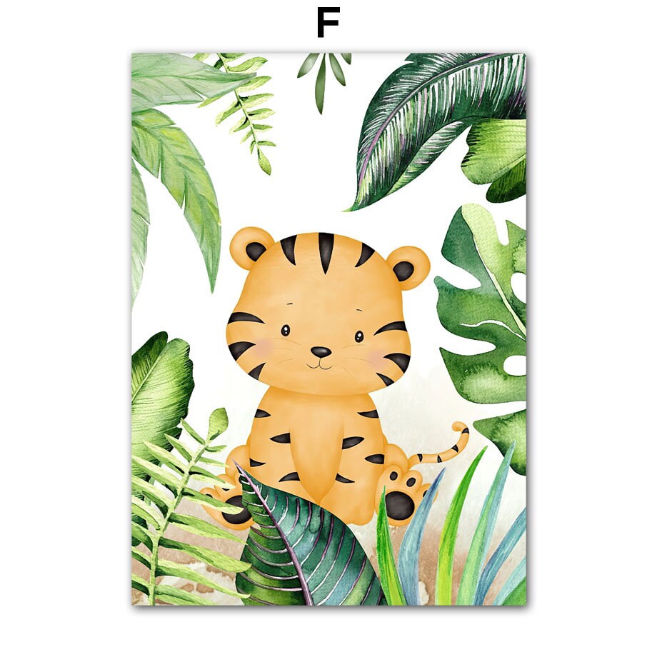 Poster Kinderzimmer Jungle Tiere Bäume I Kinderzimmer Bilder I Wand Deko I Kunst Druck I Deko Print I ohne Rahmen-8