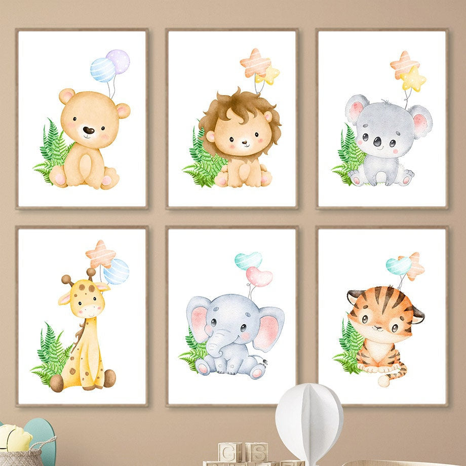 Poster Kinderzimmer Dschungel Tiere I Kinderzimmer Bilder I Wand Deko I Kunst Druck I Deko Print I ohne Rahmen-0