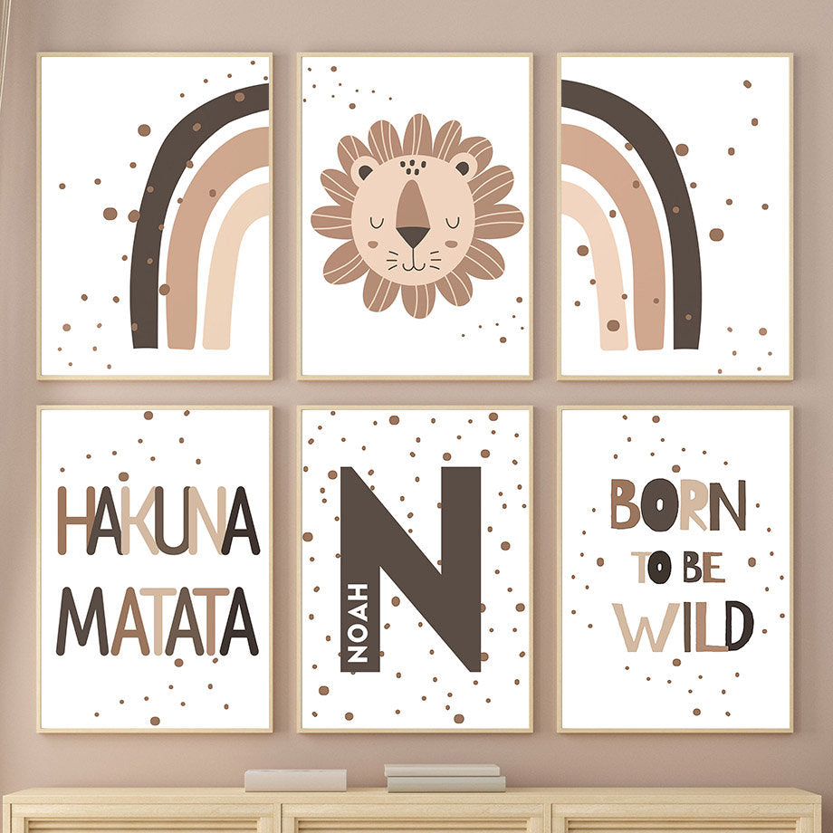 Poster Kinderzimmer Hakuna Matata Dschungel I Name Personalisiert I Kinderzimmer Bilder I Wand Deko I Kunst Druck I Deko Print I ohne Rahmen-0