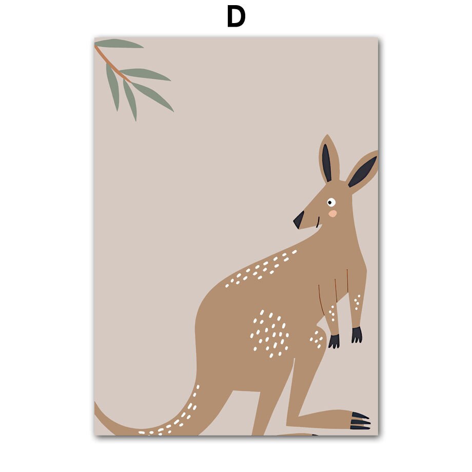 Poster Kinderzimmer Tiere Australien Kangaroo Koala Bär I Kinderzimmer Bilder I Wand Deko I Kunst Druck I Deko Print I ohne Rahmen-6