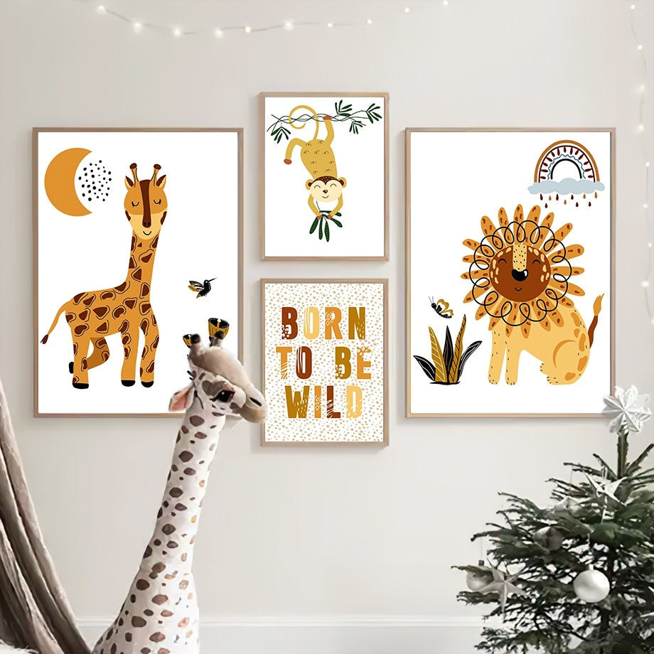 Poster Kinderzimmer Dschungel Born to be wild I Kinderzimmer Bilder I Wand Deko I Kunst Druck I Deko Print I ohne Rahmen-2