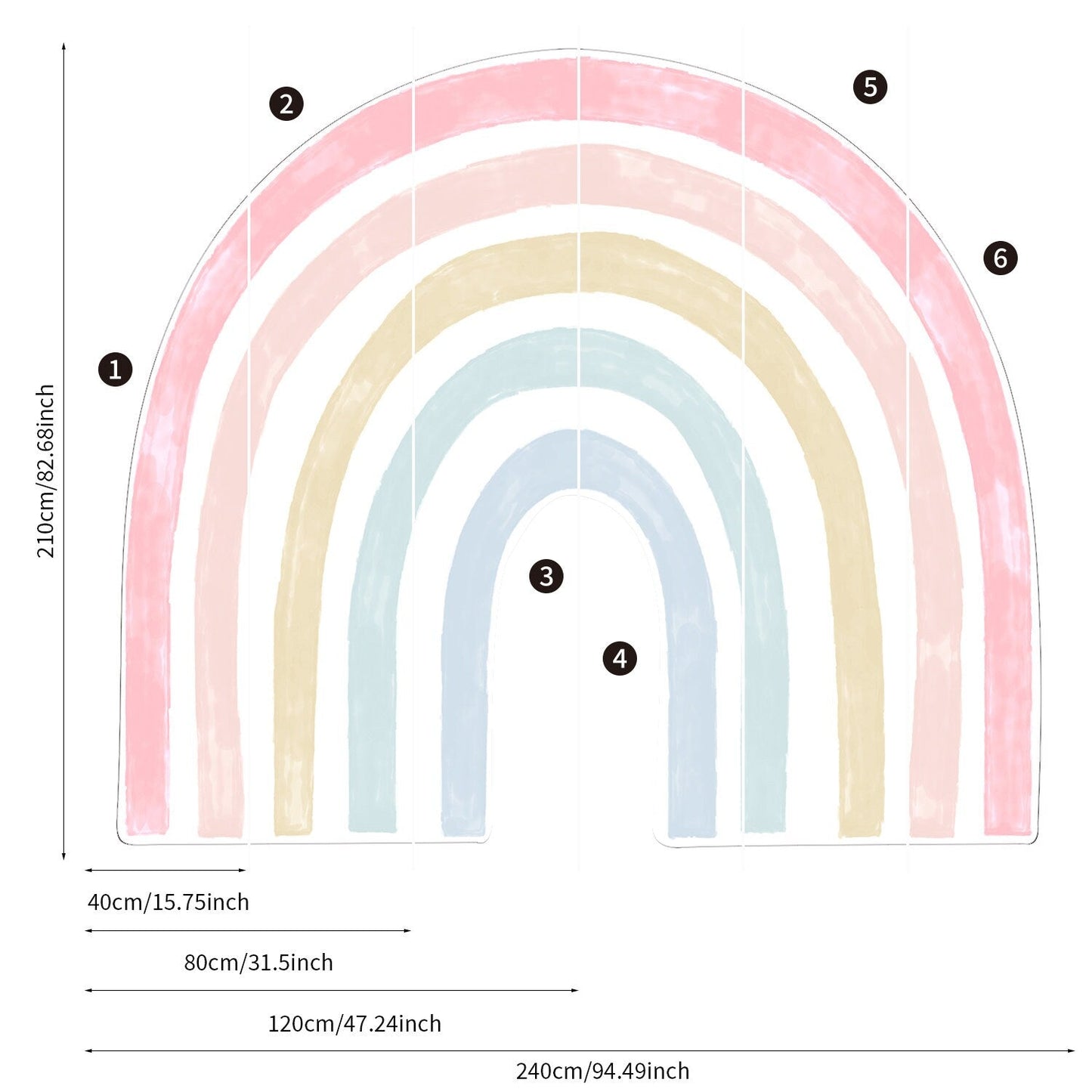 Sticker Kinderzimmer Wandaufkleber Regenbogen Bunte Farben I Wand Deko I Wandtattoos I Babyzimmer Wand Deko I Wandbild Tapete I Wasserdicht-4