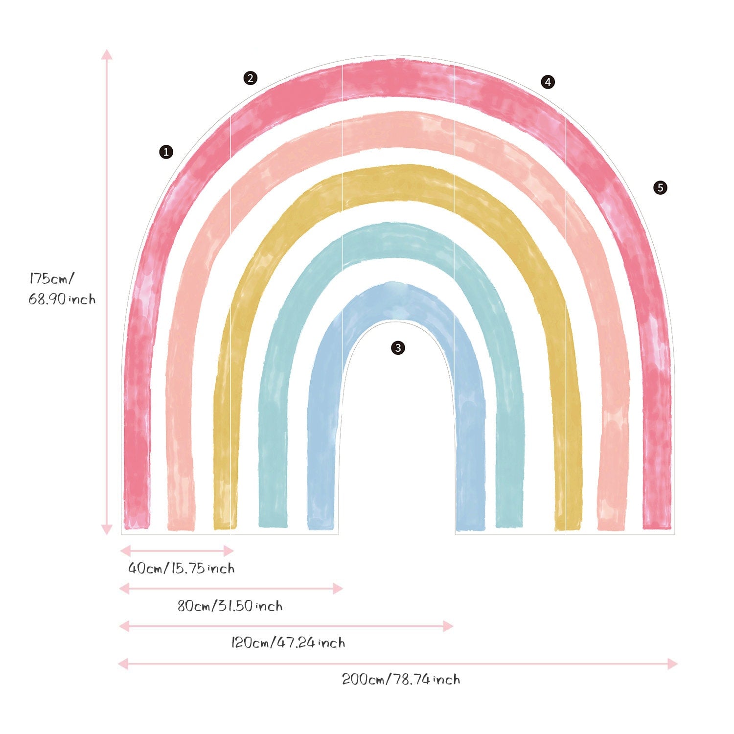 Sticker Kinderzimmer Wandaufkleber Regenbogen Bunte Farben I Wand Deko I Wandtattoos I Babyzimmer Wand Deko I Wandbild Tapete I Wasserdicht-3