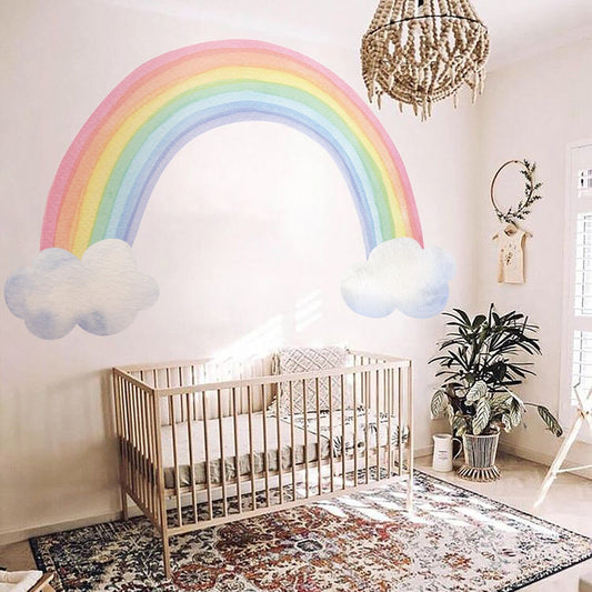 Sticker Kinderzimmer Wandaufkleber Regenbogen Wolken I Wand Deko I Wandtattoos I Babyzimmer Wand Deko I Wandbild Tapete I Wasserdicht-0