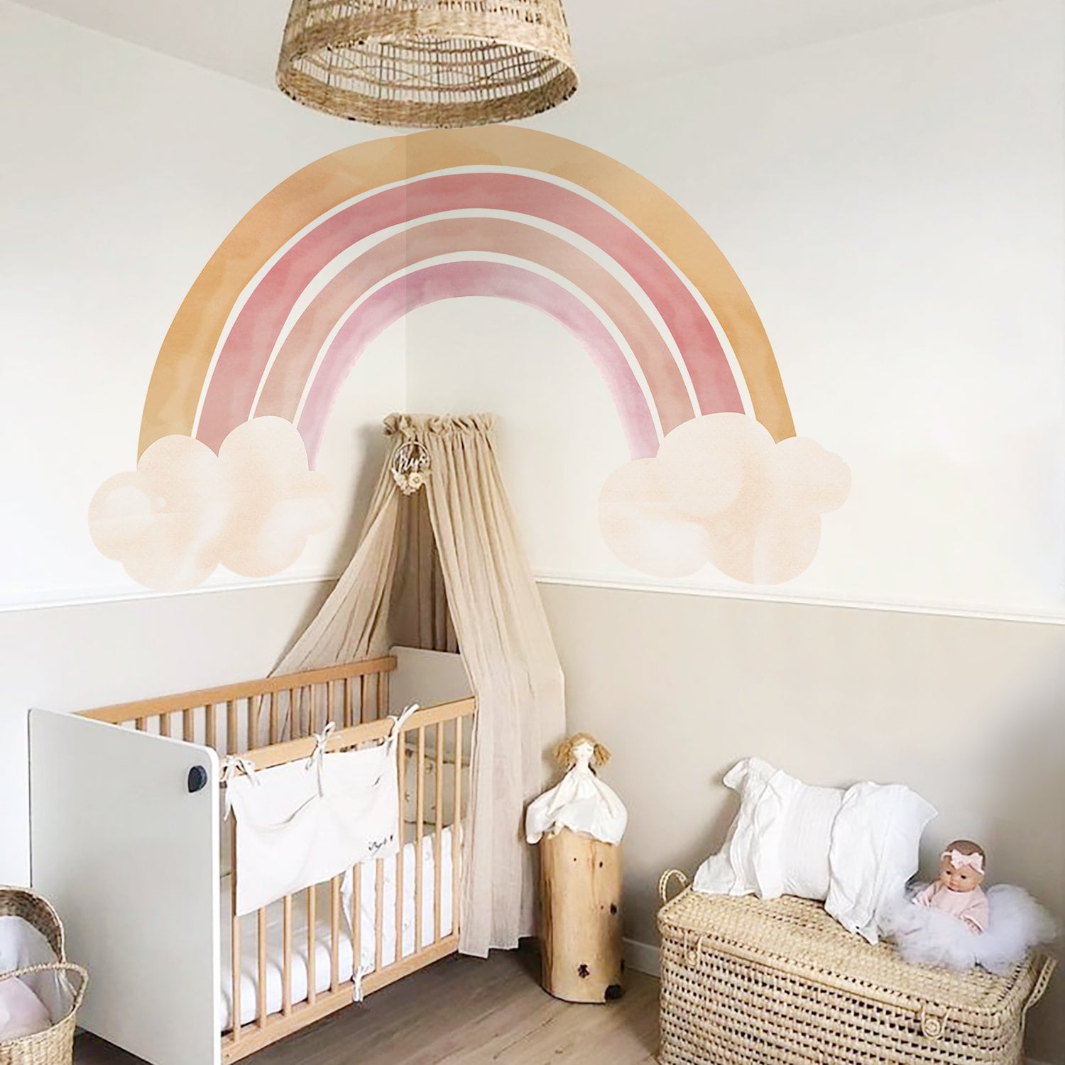 Sticker Kinderzimmer Wandaufkleber Regenbogen Wolken I Wand Deko I Wandtattoos I Babyzimmer Wand Deko I Wandbild Tapete I Wasserdicht-0