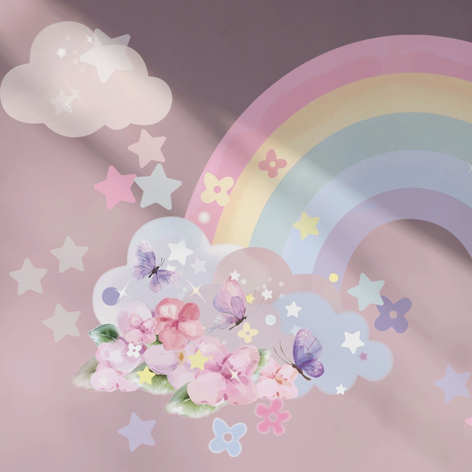 Sticker Kinderzimmer Wandaufkleber Regenbogen Wolken I Wand Deko I Wandtattoos I Babyzimmer Wand Deko I Wandbild Tapete I Wasserdicht-2