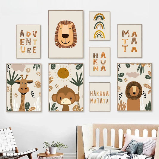 Poster Kinderzimmer Hakuna Matata Löwe I Kinderzimmer Bilder I Wand Deko I Kunst Druck I Deko Print I ohne Rahmen-0