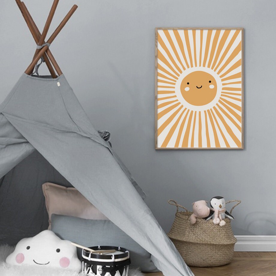 Poster Kinderzimmer Sonne Regenbogen Herzen  I Kinderzimmer Bilder I Wand Deko I Kunst Druck I Deko Print I ohne Rahmen-3