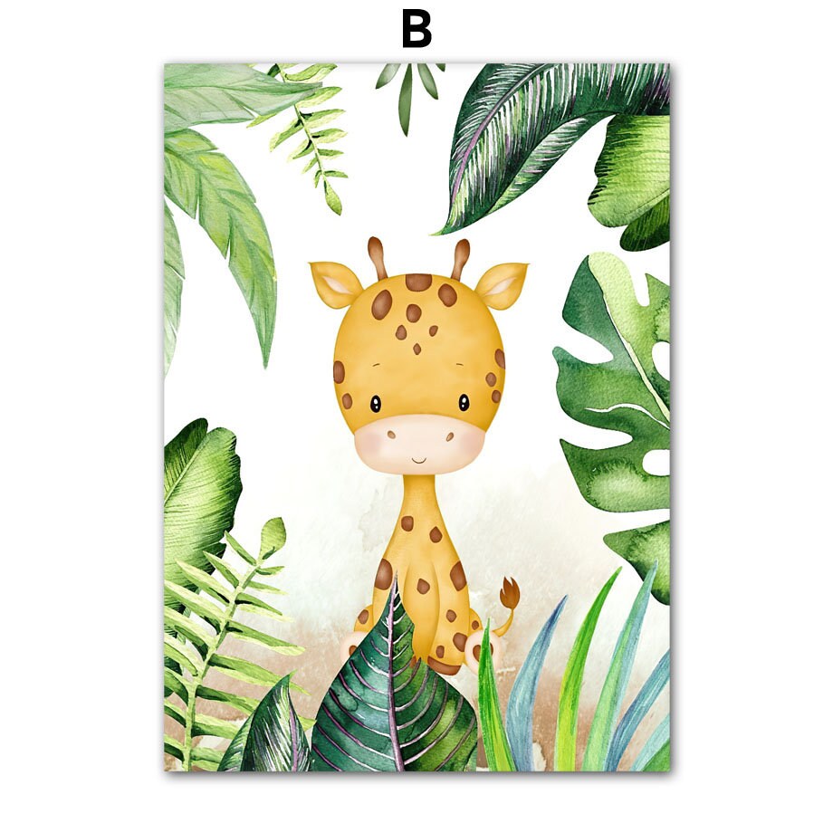 Poster Kinderzimmer Jungle Tiere Bäume I Kinderzimmer Bilder I Wand Deko I Kunst Druck I Deko Print I ohne Rahmen-4