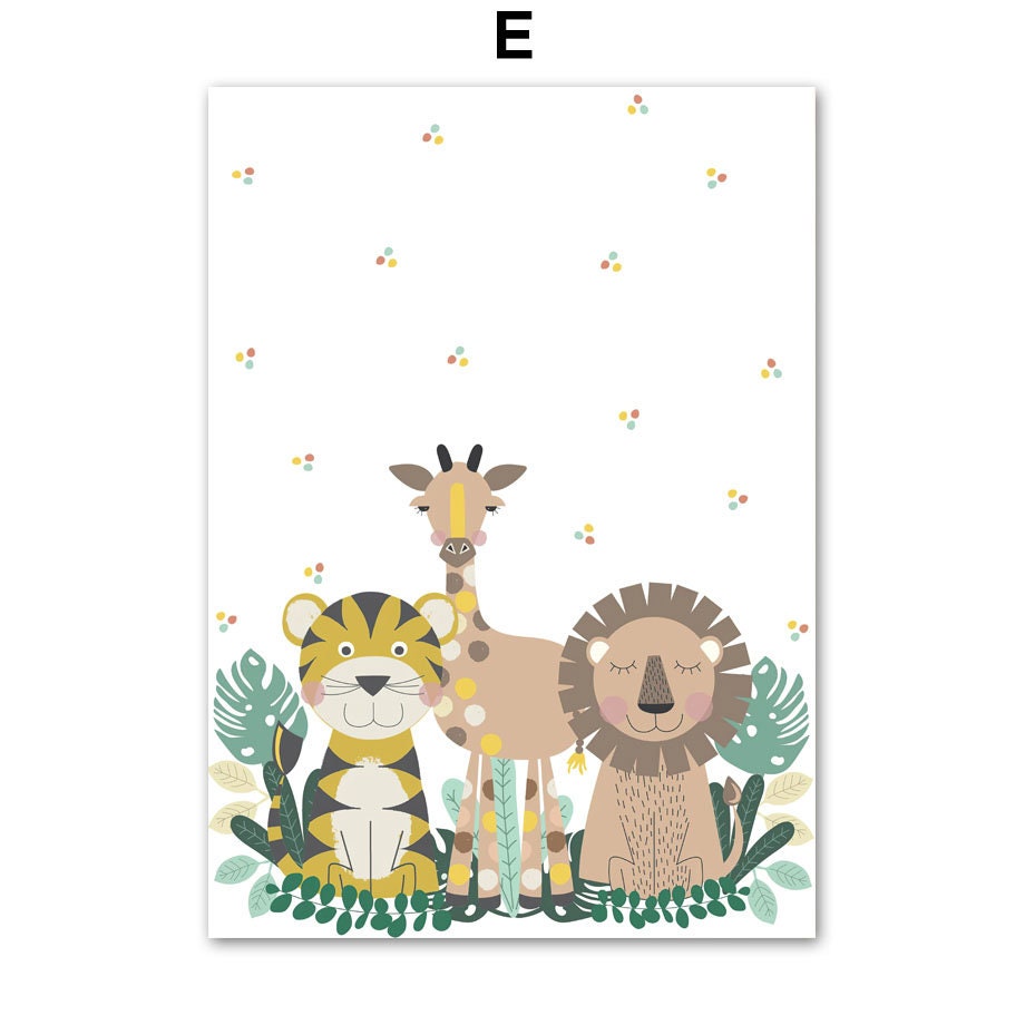 Poster Kinderzimmer Dschungel Tiere Alphabet I Kinderzimmer Bilder I Wand Deko I Kunst Druck I Deko Print I ohne Rahmen-6