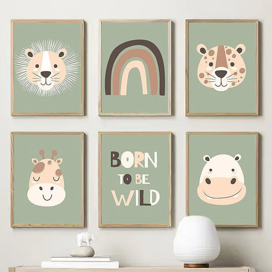 Poster Kinderzimmer Dschungel Tiere I Kinderzimmer Bilder I Wand Deko I Kunst Druck I Deko Print I ohne Rahmen-0