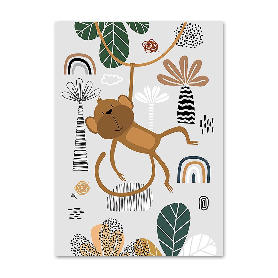 Poster Kinderzimmer Tiere Dschungel Wald I Name Personalisiert I Kinderzimmer Bilder I Wand Deko I Kunst Druck I Deko Print I ohne Rahmen-3