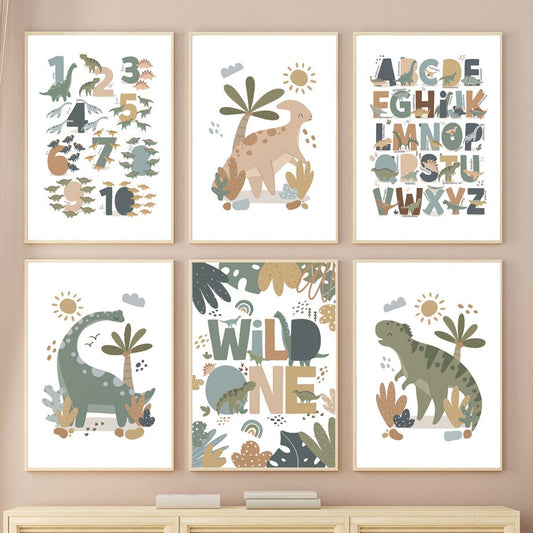 Poster Kinderzimmer Dinosaurier Alphabet I  Kinderzimmer Bilder I Wand Deko I Kunst Druck I Deko Print I ohne Rahmen-0