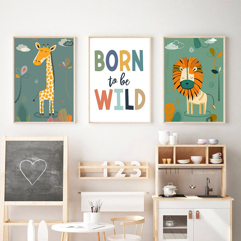 Poster Kinderzimmer Dschungel Born to be wild I Kinderzimmer Bilder I Wand Deko I Kunst Druck I Deko Print I ohne Rahmen-2