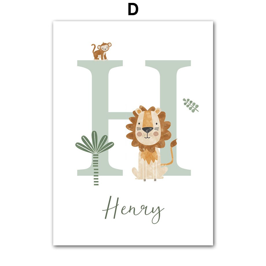 Poster Kinderzimmer Dschungel Tiere I Name Personalisiert I Kinderzimmer Bilder I Wand Deko I Kunst Druck I Deko Print I ohne Rahmen-6