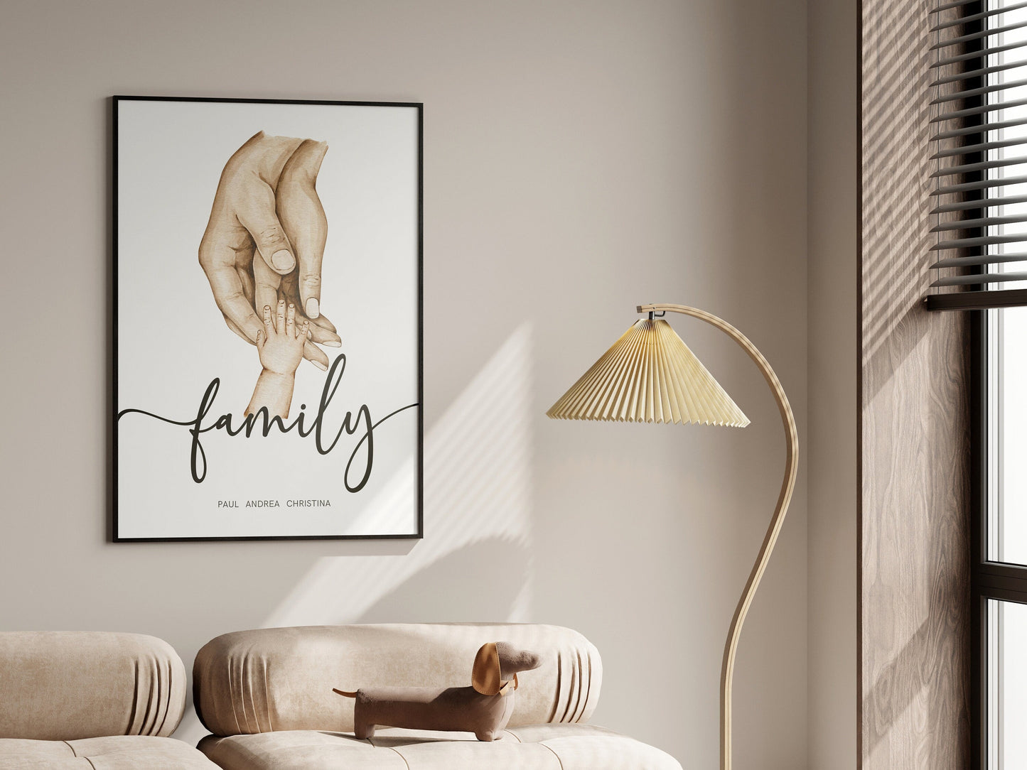 Familienposter mit Händen Personalisiere Namen I Haltende Hände I Wohnzimmer Schlafzimmer Bilder I Wand Deko I Kunstdruck I  ohne Rahmen-3