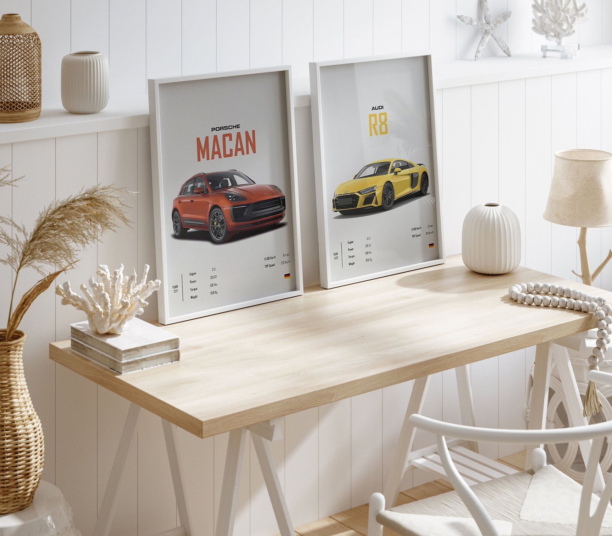 Poster Sportwagen AUDI BMW PORSCHE Mclaren Klassiker Legenden I Geschenk für ihn I Wohnzimmmer & Büro I Wand Deko I Print ohne Rahmen-2