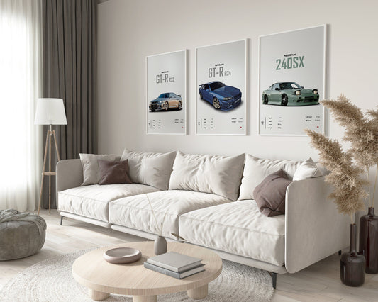 Poster Sportwagen NISSAN GT-R SX Klassiker Legenden I Geschenk für ihn I Wohnzimmmer & Büro I Wand Deko I Print ohne Rahmen-0