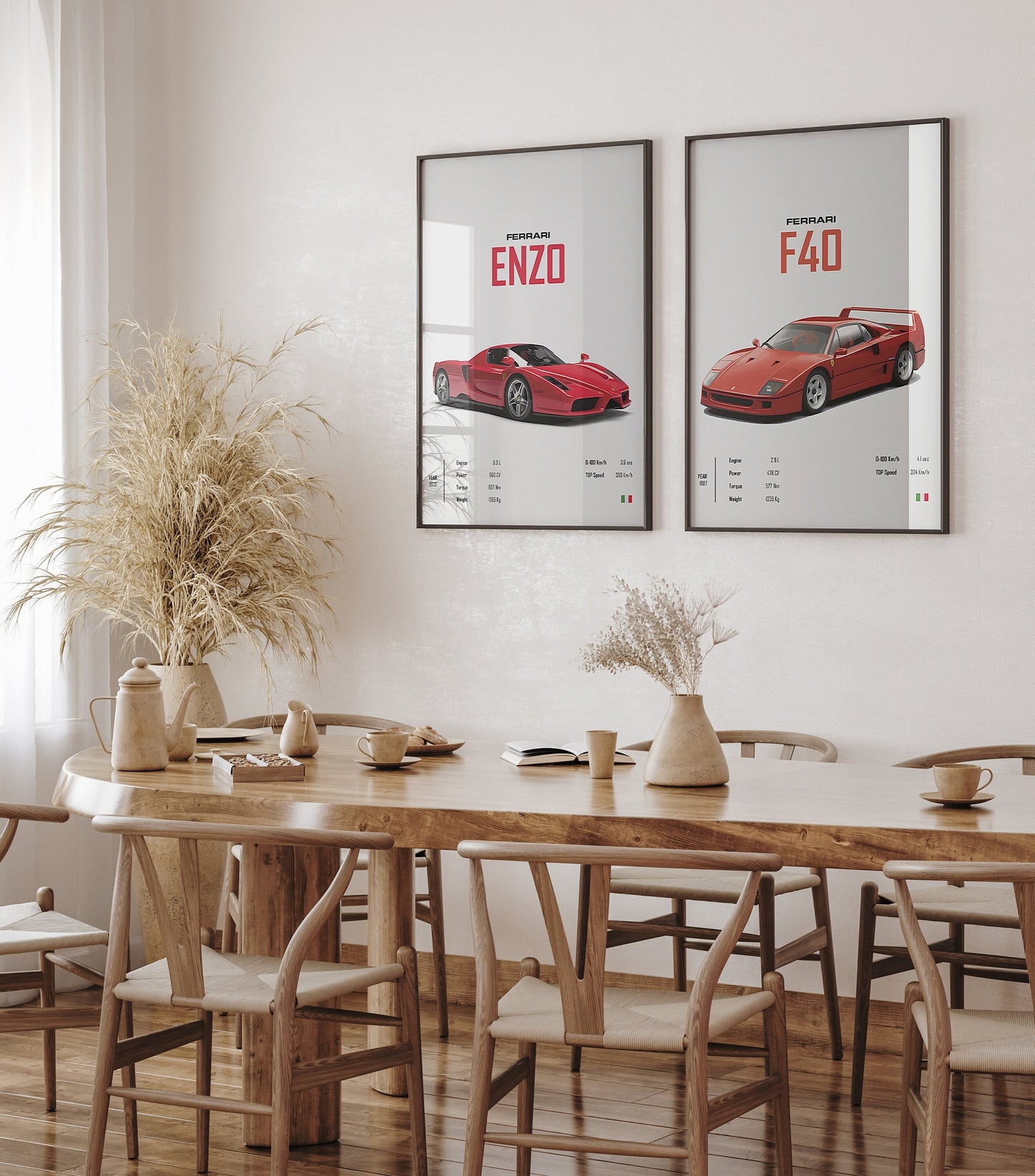 Poster Sportwagen FERRARI ENZO F40 Klassiker Legenden I Geschenk für ihn I Wohnzimmmer & Büro I Wand Deko I Print ohne Rahmen-4