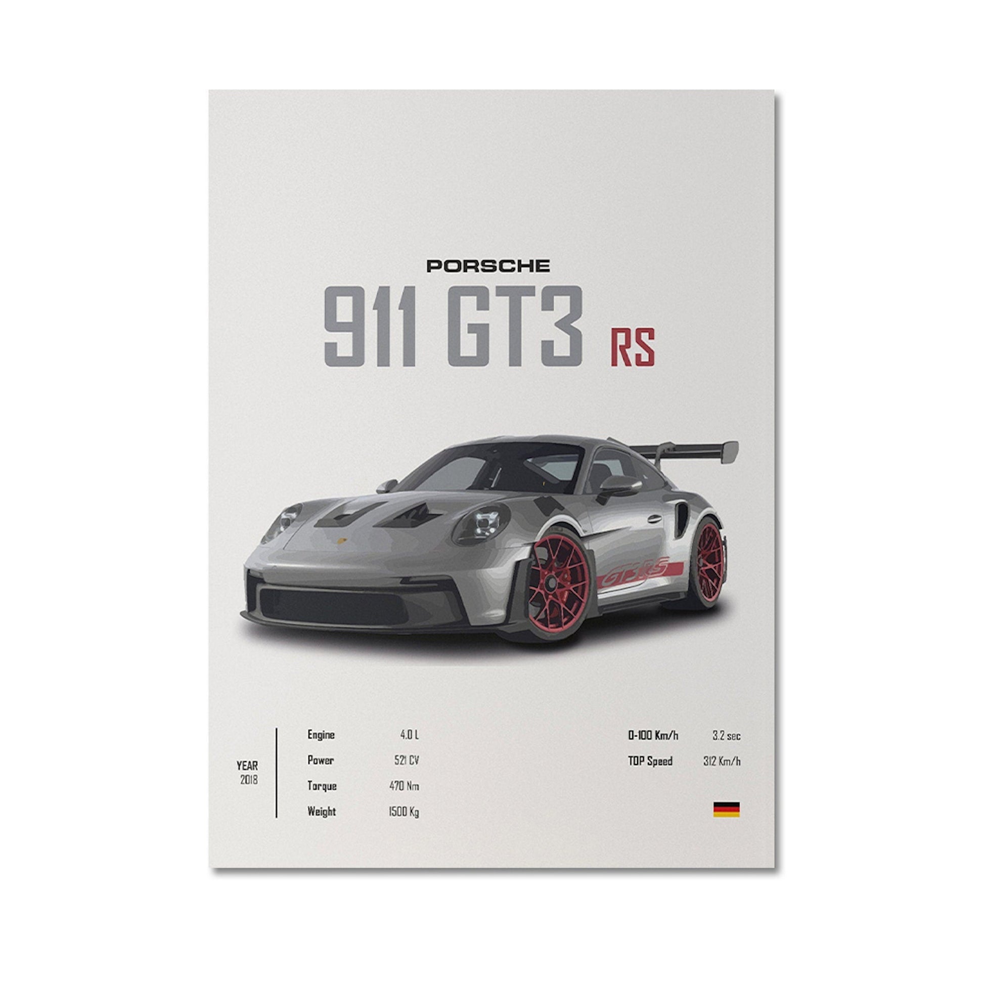 Poster Sportwagen PORSCHE 911 AUDI Rs MERCEDES Amg Gtr  Super Sport Auto I Geschenk für ihn I Wohnzimmmer Büro I Wand Deko PrintIohne Rahmen-4