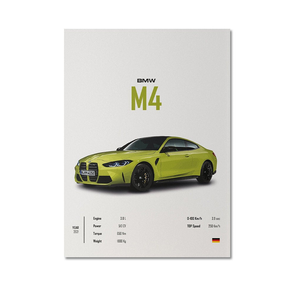 Poster Sportwagen AUDI BMW PORSCHE Mclaren Klassiker Legenden I Geschenk für ihn I Wohnzimmmer & Büro I Wand Deko I Print ohne Rahmen-8