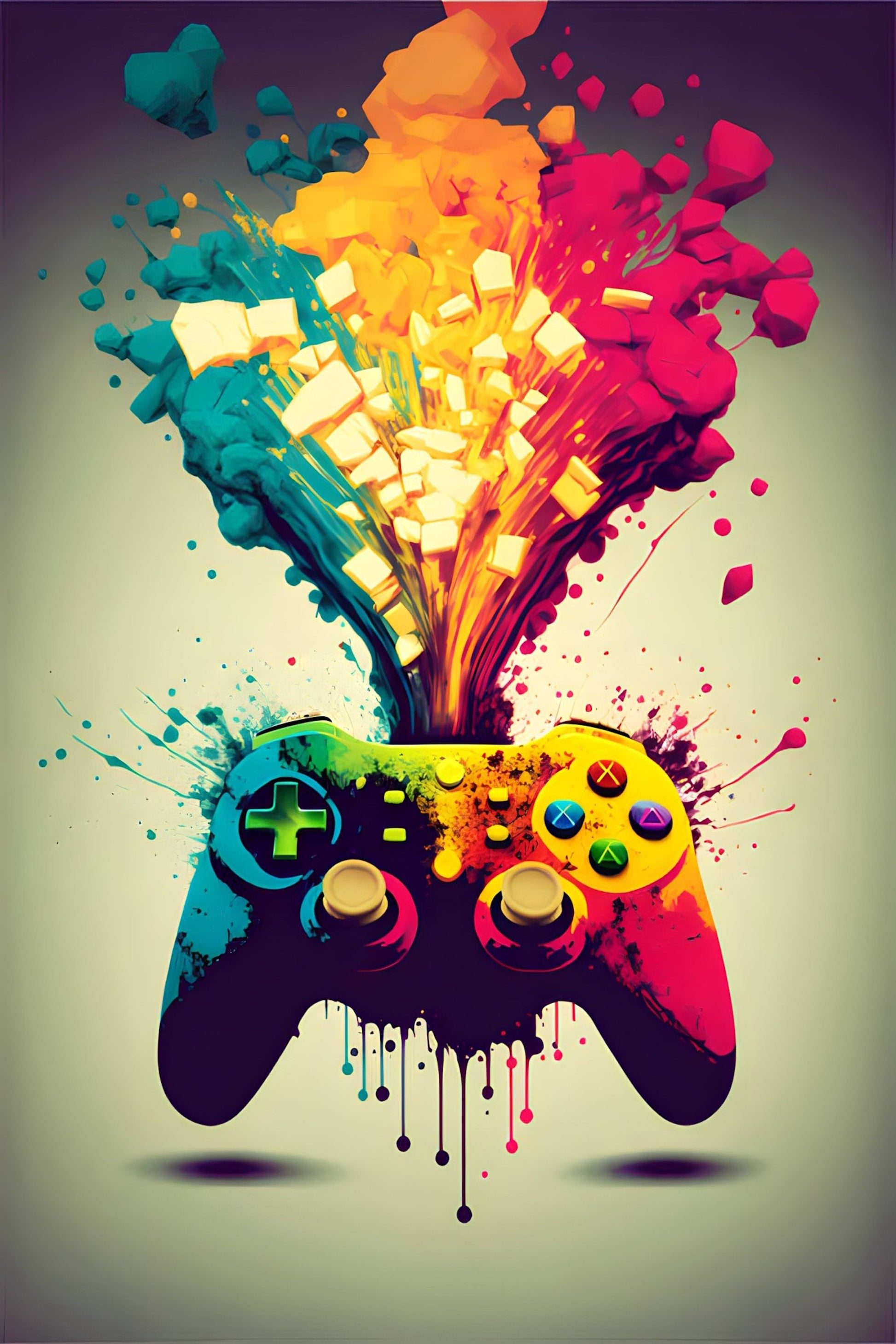 Poster Gamer Playstation Controller Nintendo Switch Kopfhörer I 80er Jahre Bunt Punk Neon I Wand Deko I Esports Spiel Deko Print ohne Rahmen-5