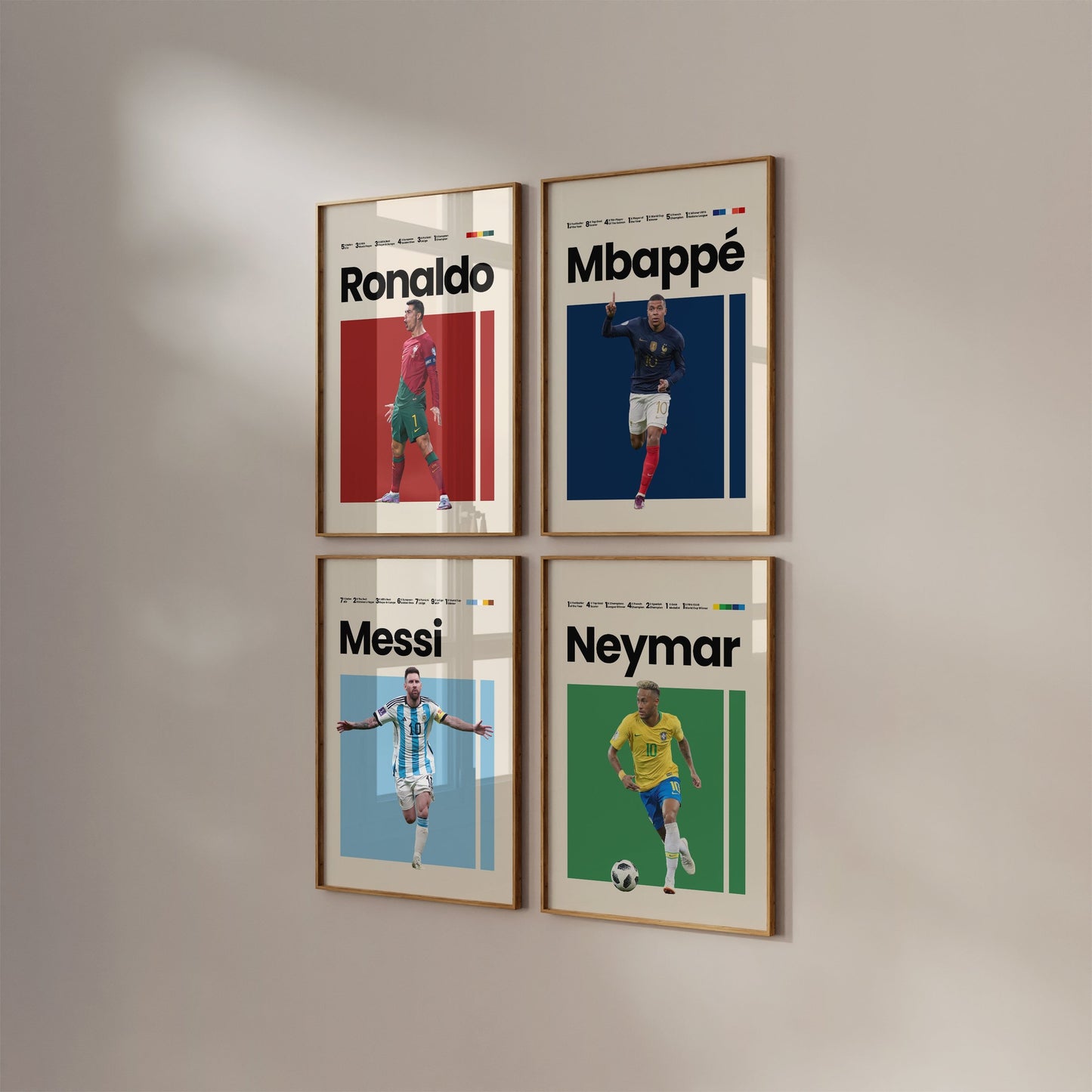 Mbappe Poster Fußball Minimalistisch I Mid Century Modern I Wanddeko I WM Kunst I Frankreich Trikot I Kunstdruck ohne Rahmen-4