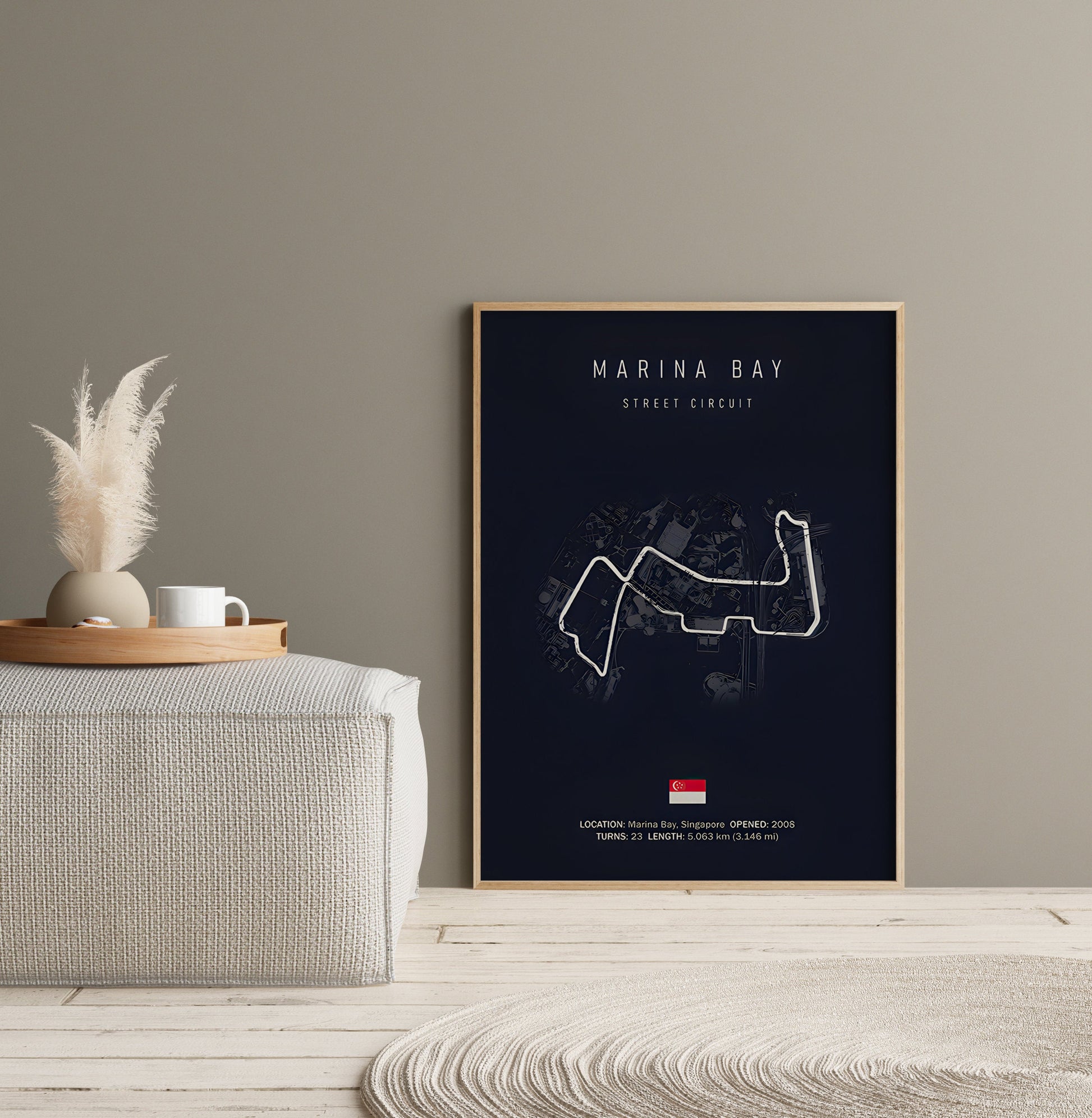 Poster FORMEL 1 MARINA BAY Singpur Rennstrecke Kurven Steckenlänge I Wanddeko I Kunstdruck ohne Rahmen-2