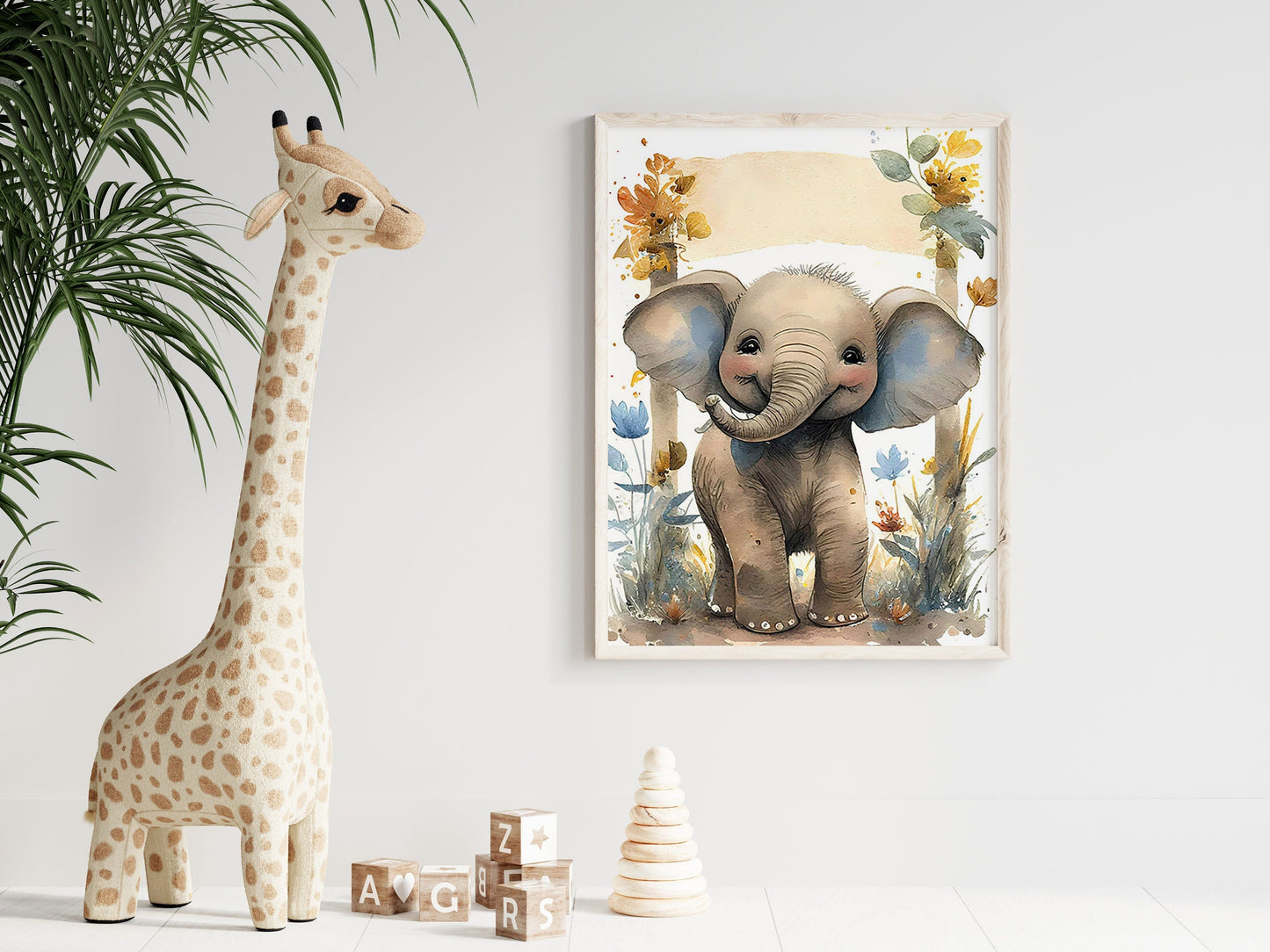 Poster Kinderzimmer Tiere Wald Dschungel Aquarell Löwe Elefant I Kinderzimmer Bilder I Wand Deko I Kunst Druck I Deko Print I ohne Rahmen-4