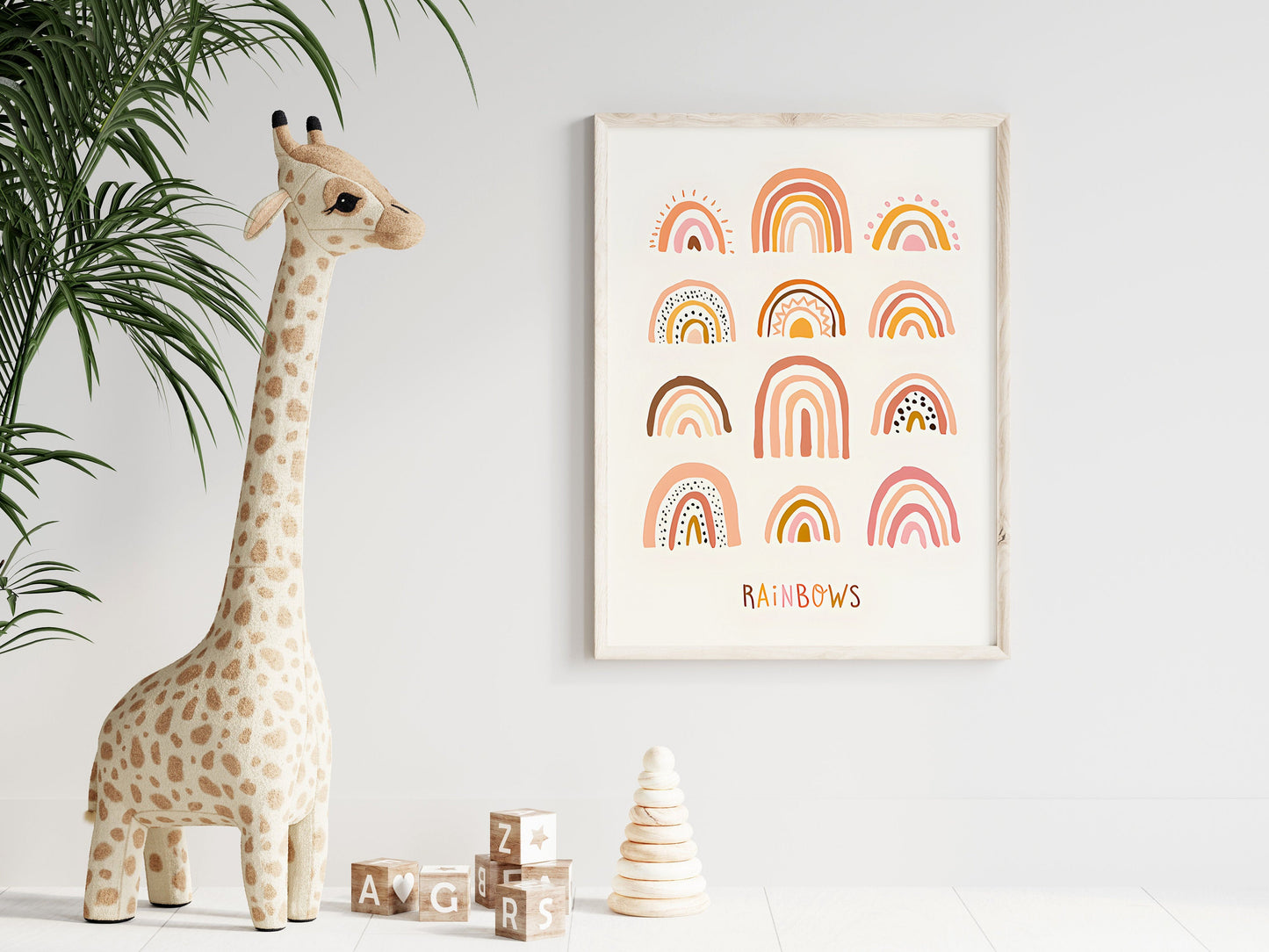 Poster Kinderzimmer Sonnenstrahlen Regenbogen Herzen Blumen I Kinderzimmer Bilder I Wand Deko I Kunst Druck I Deko Print ohne Rahmen-6