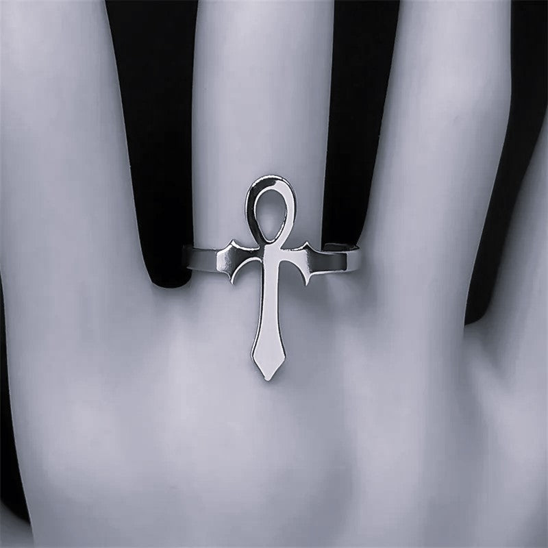 Egyptian Ankh Stainless Steel Expandable Ring-3