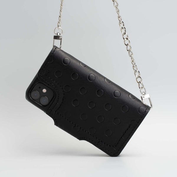 Leather crossbody case for iPhone 11 - Polka-0