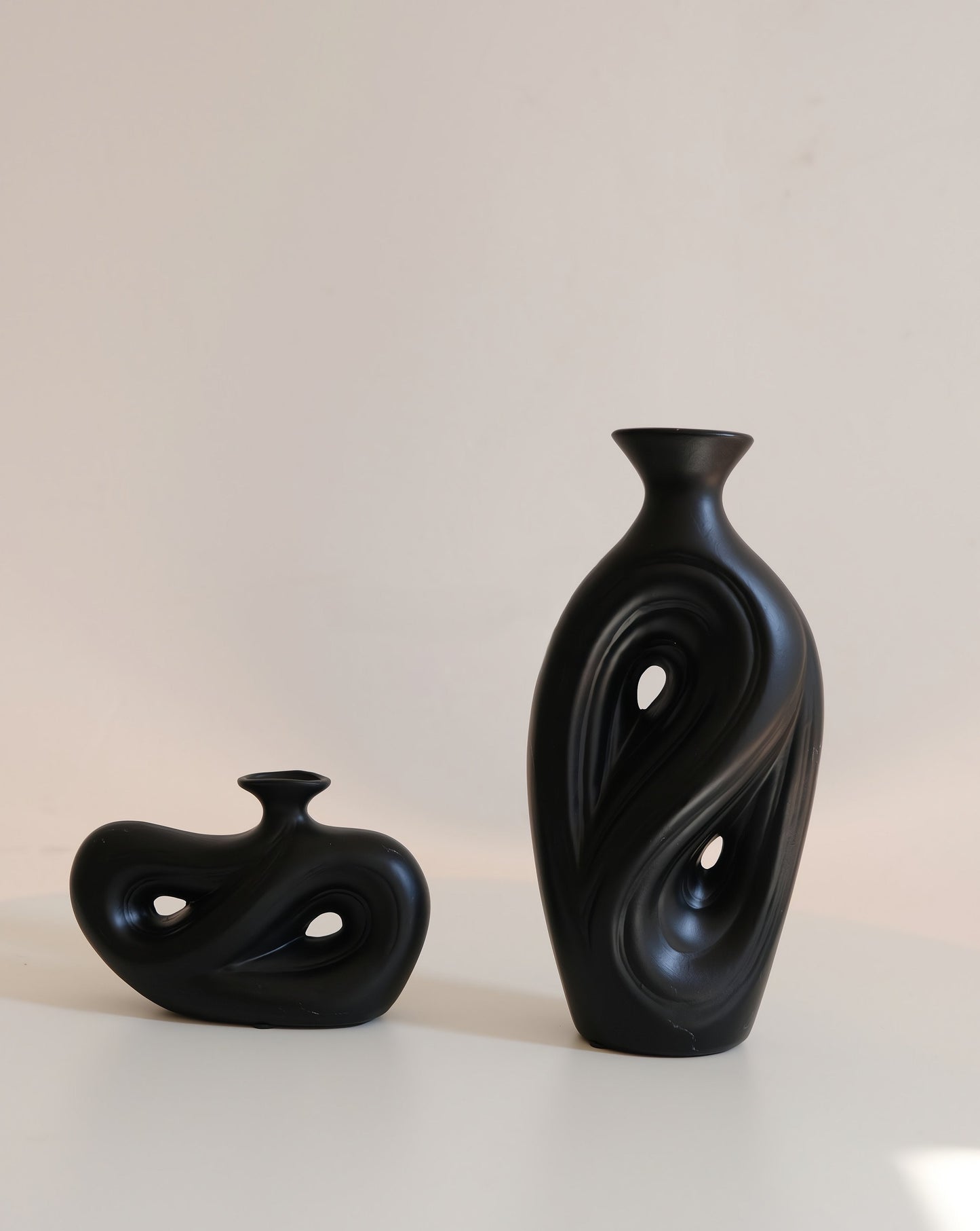 Handmade Contemporary Abstract Ceramic Black Flower Vase - Decorative Irregular Vase-2