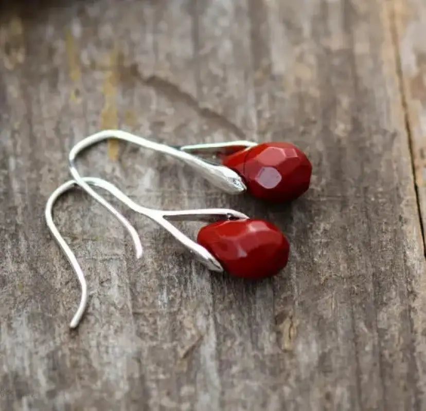 Jasper Drop Earrings Red-1