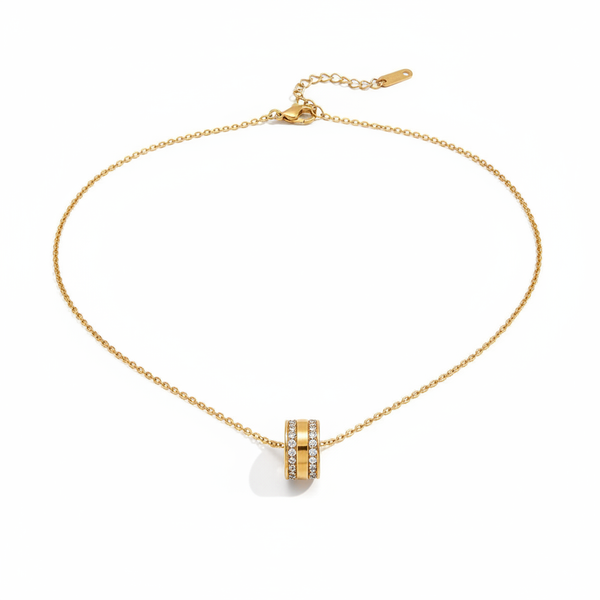 Abundant Gold Pearl Zircon Pendant Necklace-10