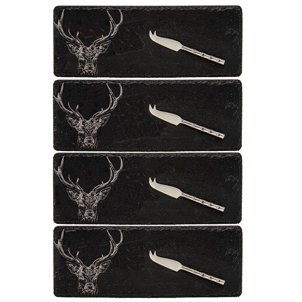 Mini Slate Cheese Board & Knives - Stag Prince-0