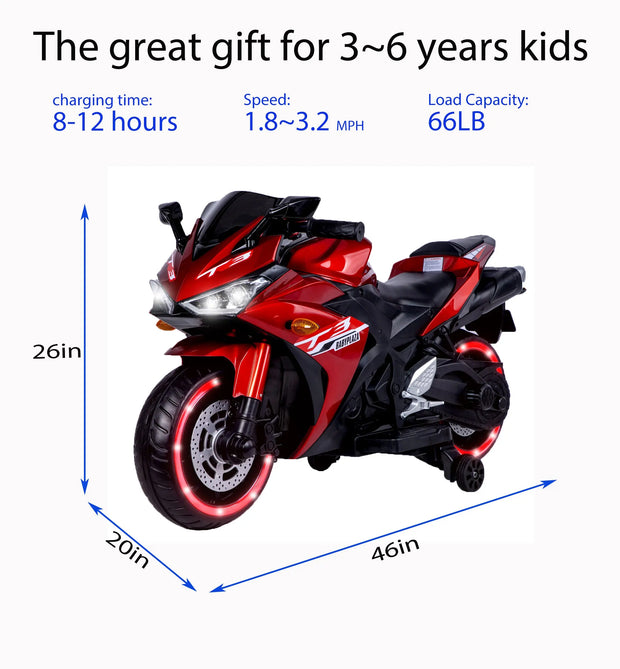 kids motorcycle 12V motorcycle for kids 3 4 5 6 years Boys Girls 12v7ah kids motorcycle ride on toy with Training Wheels - Memoriex 