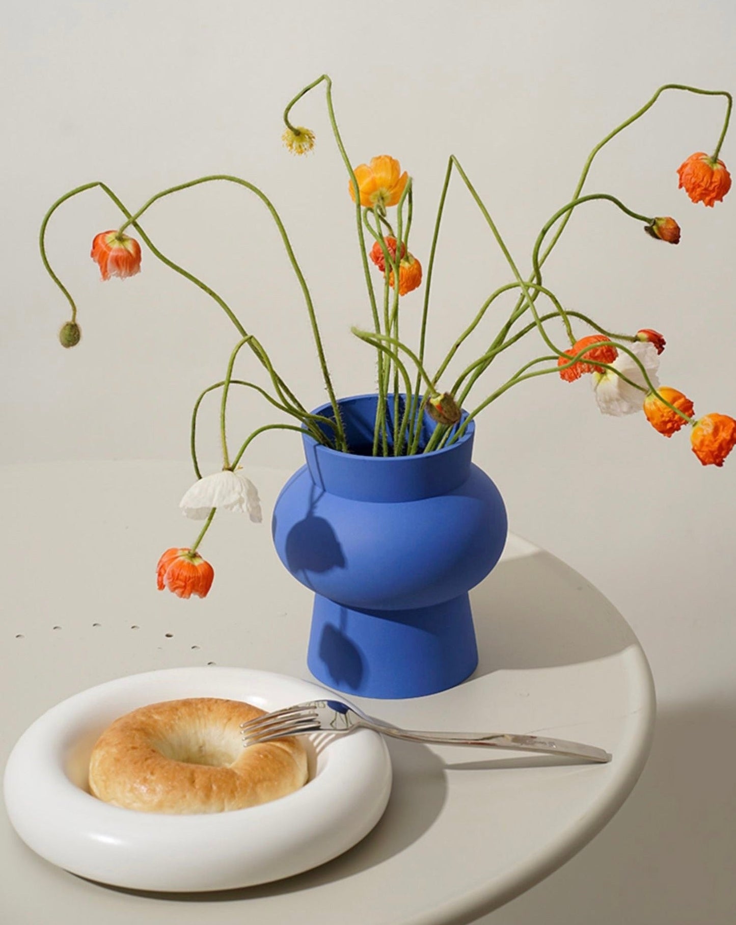 Klein Blue Modern Decorative Ceramic Vase - Handcrafted Unique Centerpiece for Dinner Party-1