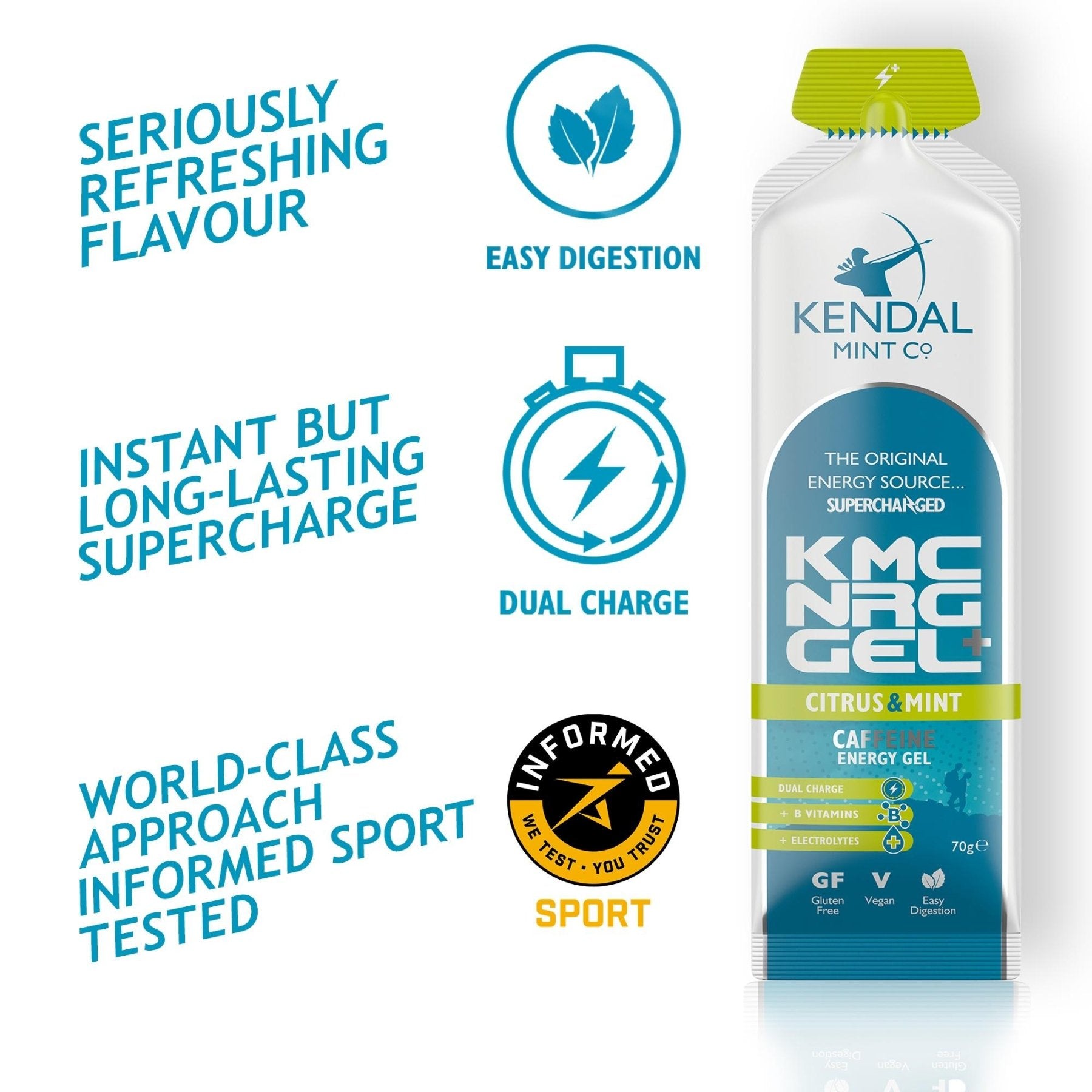 KMC NRG GEL+ Citrus & Mint Caffeine Energy Gel 70g-1