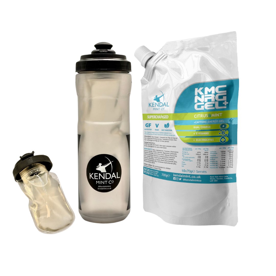 KMC NRG GEL+ Refillable & Squeeasy Bottle Bundle - Citrus & Mint Caffeine (10 x 70g)-0