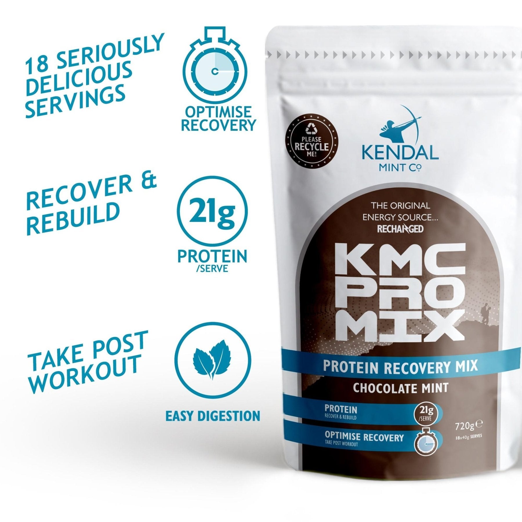 KMC PRO MIX Whey Protein Recovery | Chocolate Mint | 18 Serves/720g-1