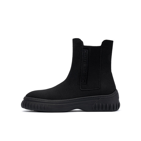 Knit Chelsea Ankle Boots – Chunky Thick Sole Sporty Boots-0