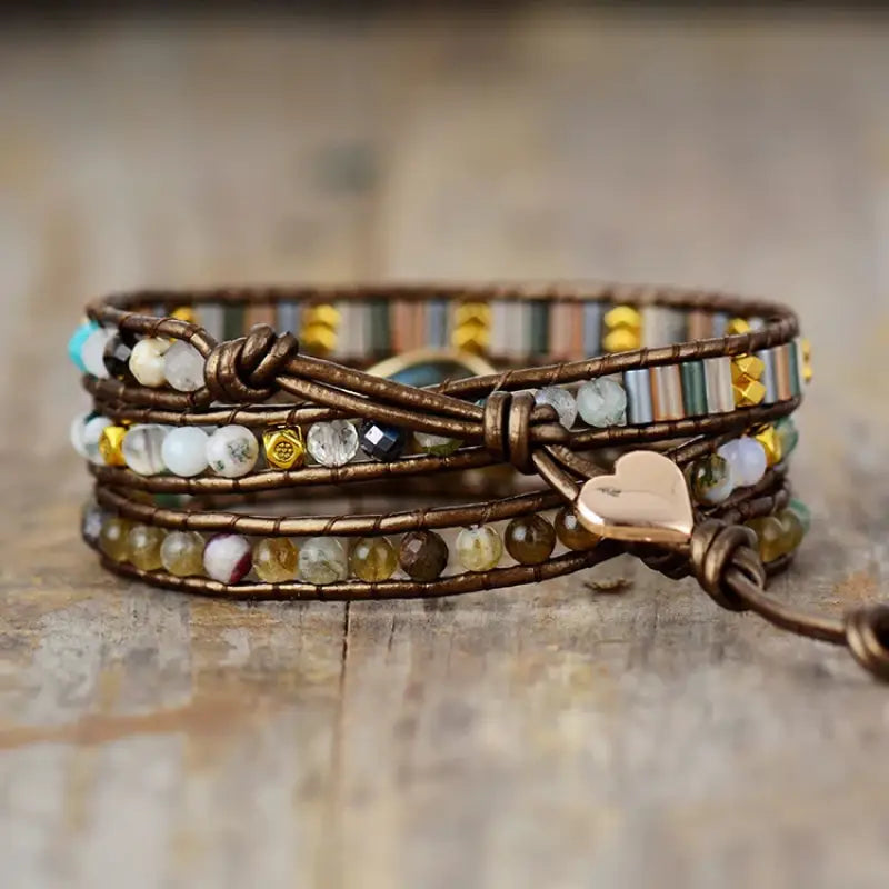 Labradorite & Rhinestone Wrap Bracelet-1