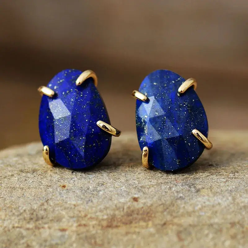 Lapis Lazuli Stud Earrings-1