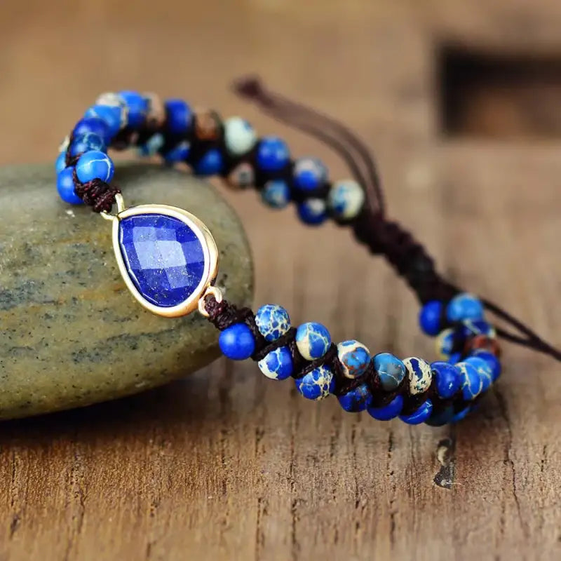 Lapis Lazuli Teadrop Charm Bracelet-3