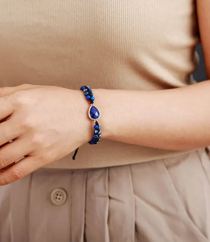 Lapis Lazuli Teadrop Charm Bracelet-2