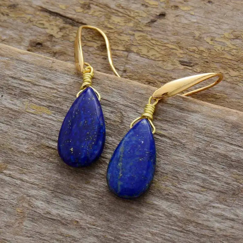 Lapis Lazuli Teardrop Earrings-2