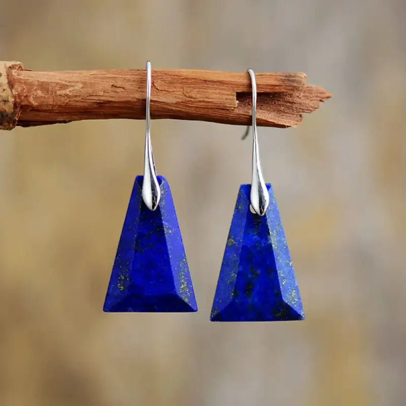 Lapis Lazuli  Trapezoid Drop Earrings-3