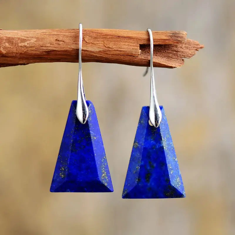 Lapis Lazuli  Trapezoid Drop Earrings-0